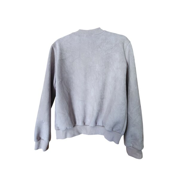 Lulus Womens Faux Suede Bomber Jacket Snap Button Closure Medium - Picture 2 of 3